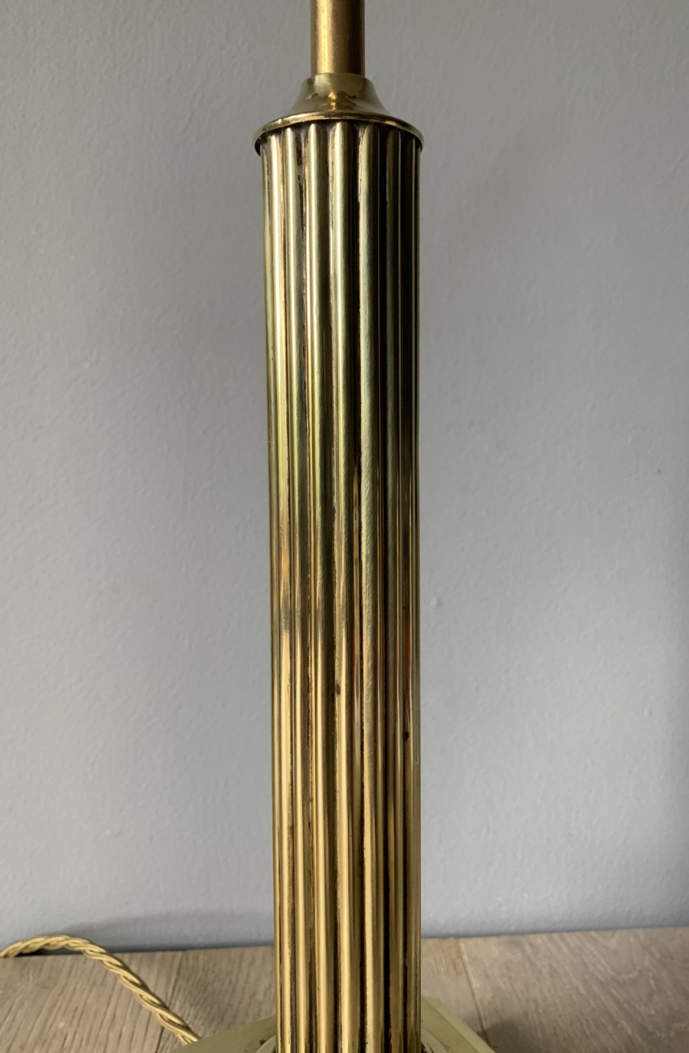 Brass Reeded Column Table Lamp, Rewired and Pat tested View V