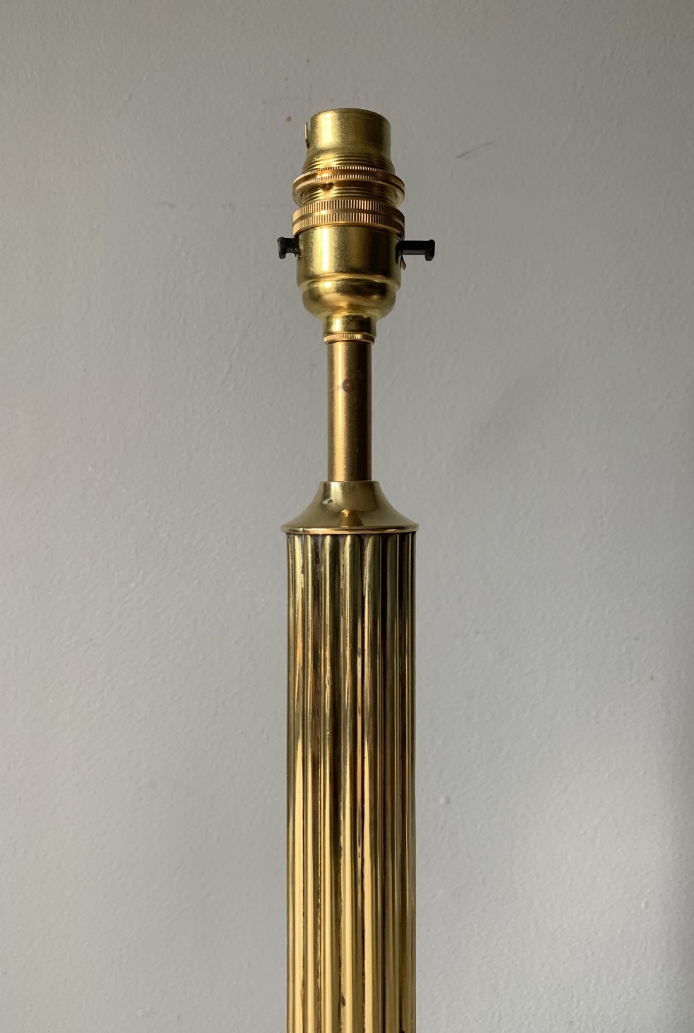 Brass Reeded Column Table Lamp, Rewired and Pat tested View VI