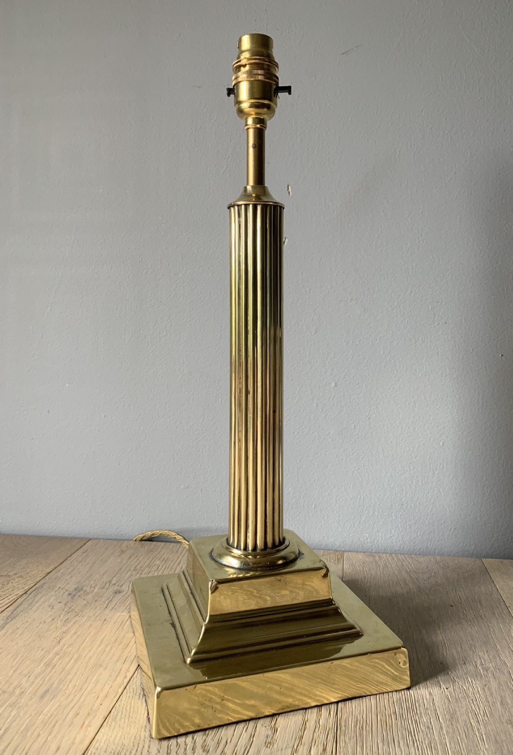 Brass Reeded Column Table Lamp, Rewired and Pat tested View VII