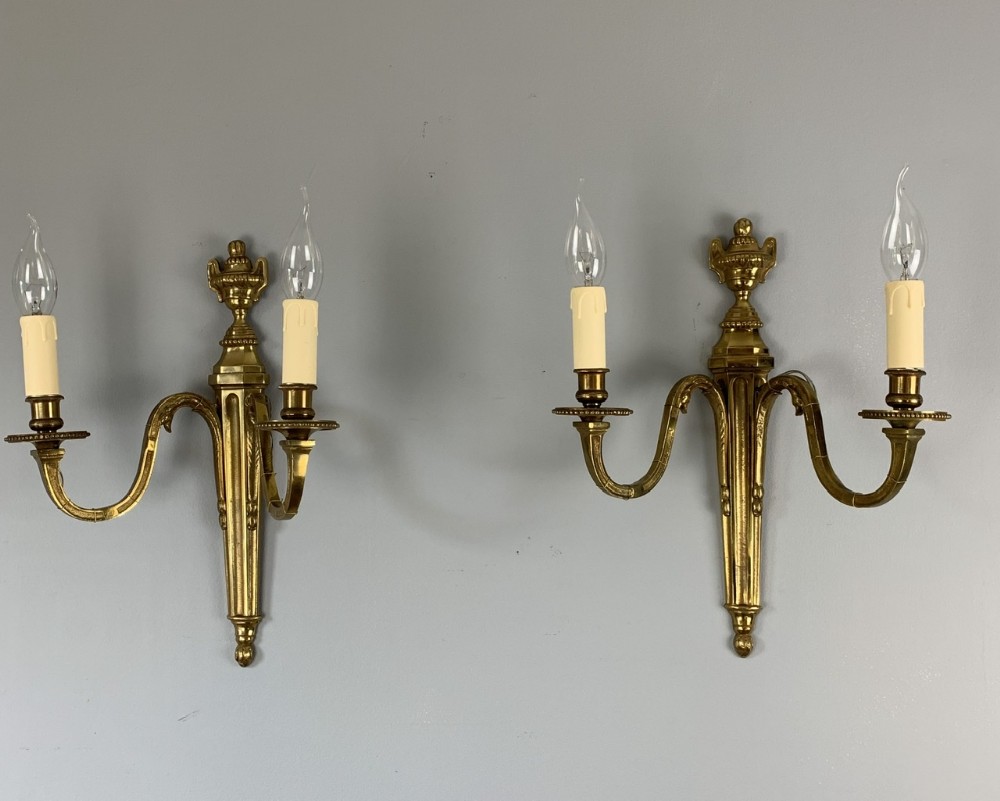 Large Pair of French Classical Wall Lights, Rewired 