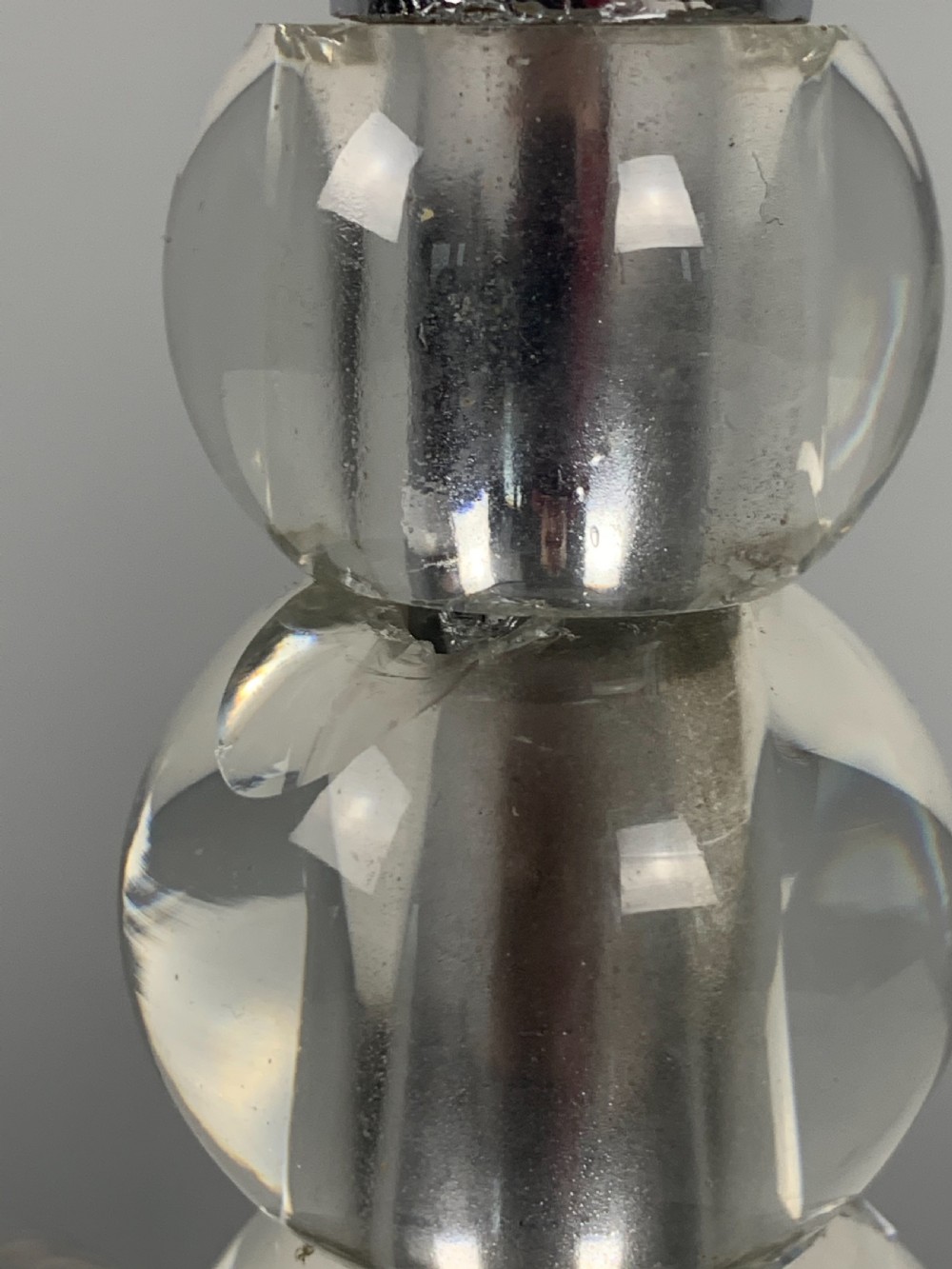 English Art Deco Chrome and Glass Table Lamp; Rewired and Pat tested  View IV