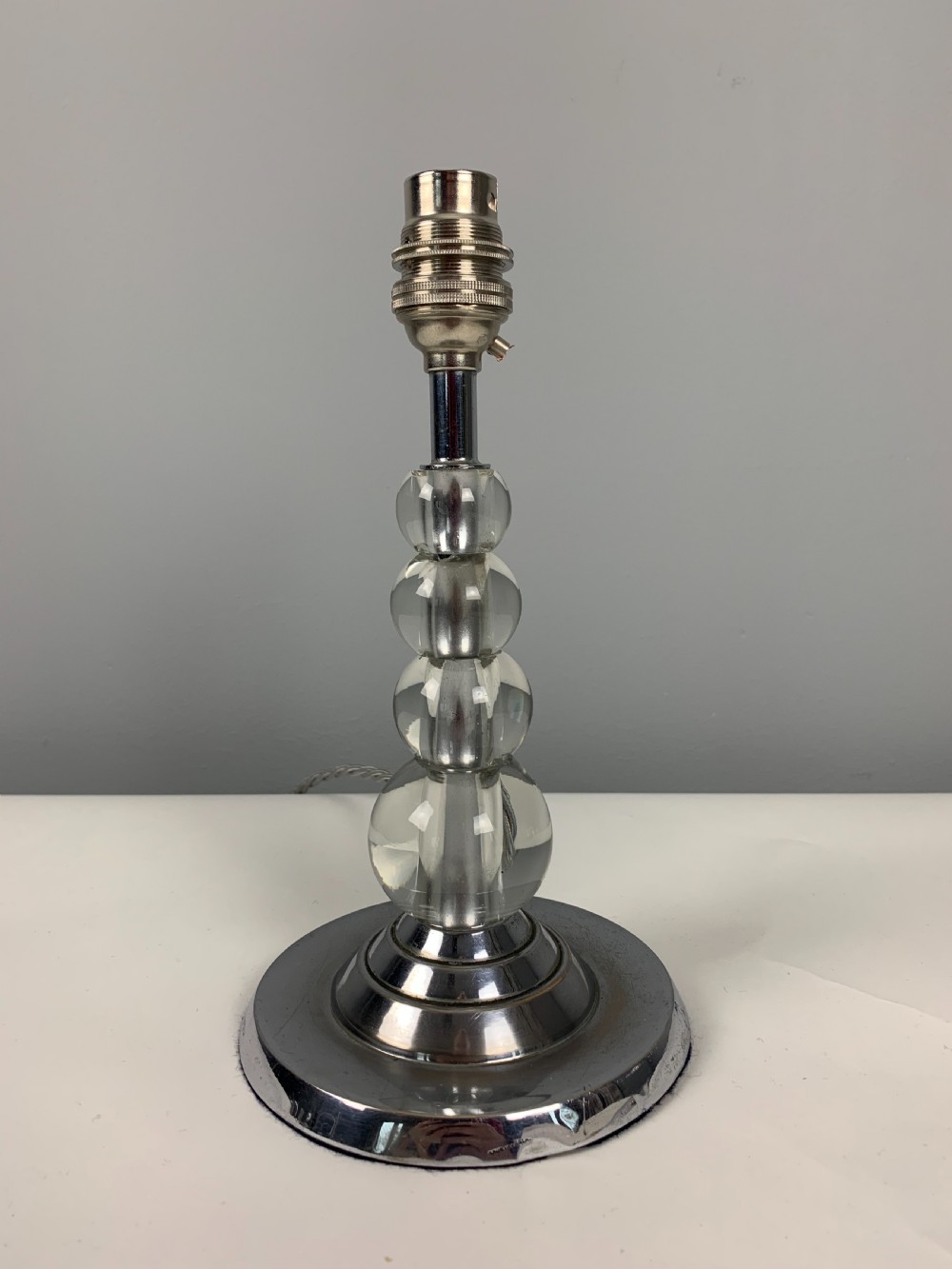 English Art Deco Chrome and Glass Table Lamp; Rewired and Pat tested  View V