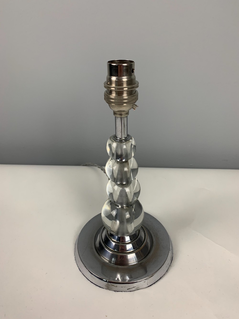 English Art Deco Chrome and Glass Table Lamp; Rewired and Pat tested  View VI
