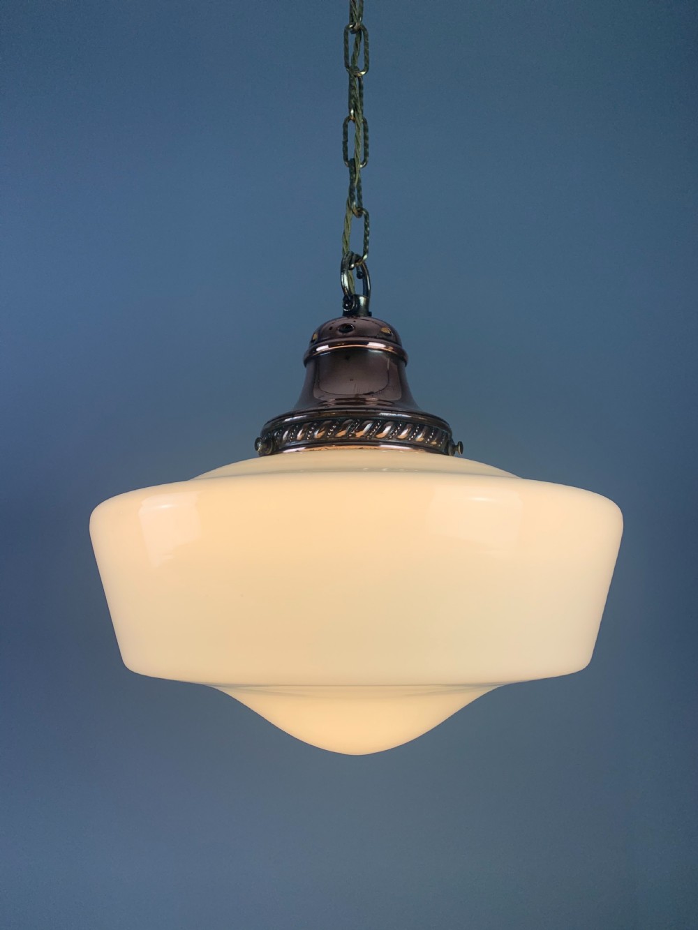 Edwardian Chapel Ceiling Light; Original Shade; Rewired  View II