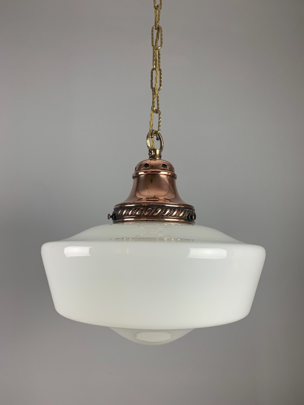 Edwardian Chapel Ceiling Light; Original Shade; Rewired  View IV