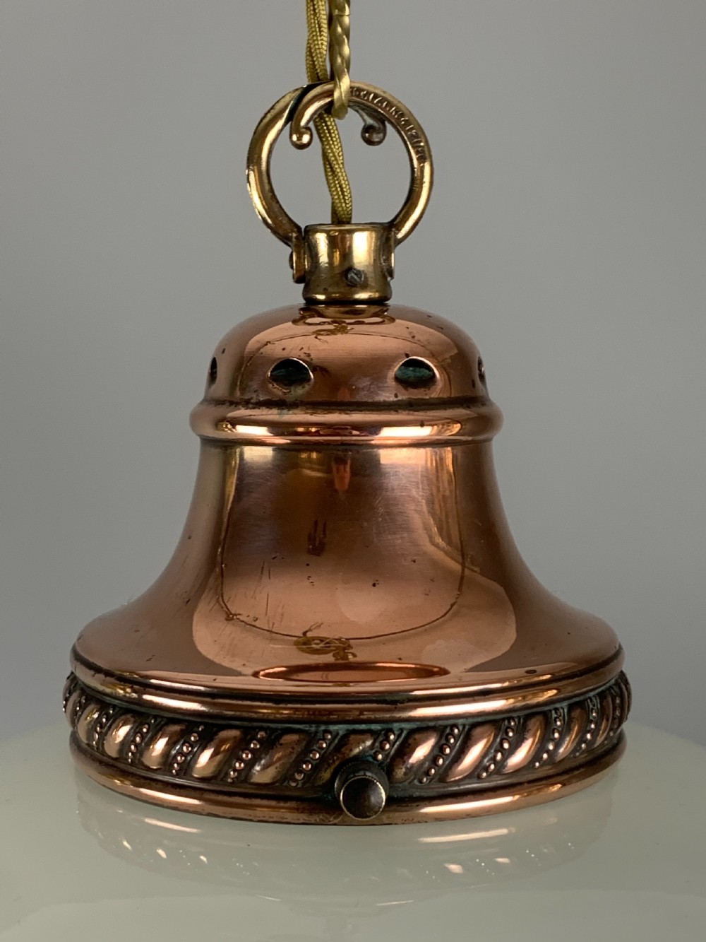 Edwardian Chapel Ceiling Light; Original Shade; Rewired  View V