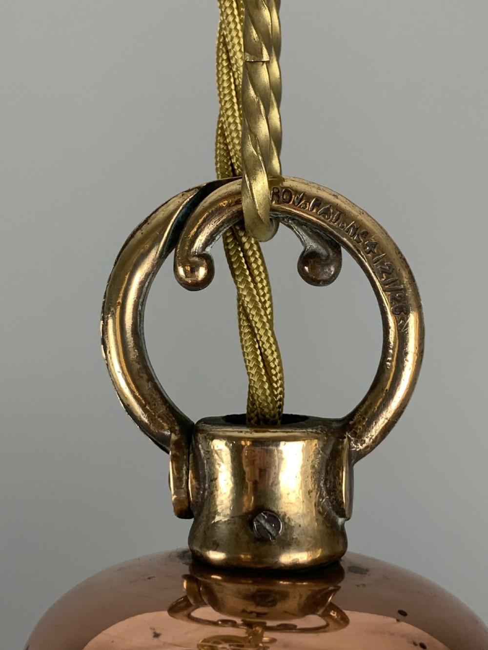 Edwardian Chapel Ceiling Light; Original Shade; Rewired  View VI