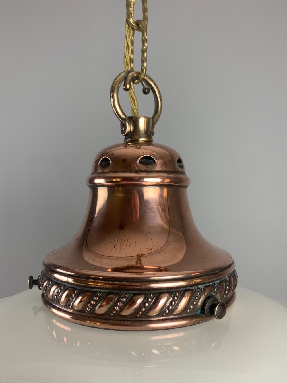 Edwardian Chapel Ceiling Light; Original Shade; Rewired  View IX