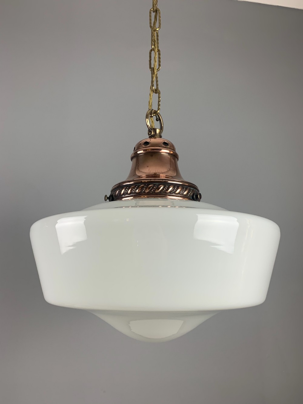 Edwardian Chapel Ceiling Light; Original Shade; Rewired  View X