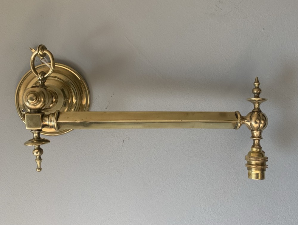 Single Edwardian Brass Rotating Arm Brass Wall Light, Rewired and Pat tested 