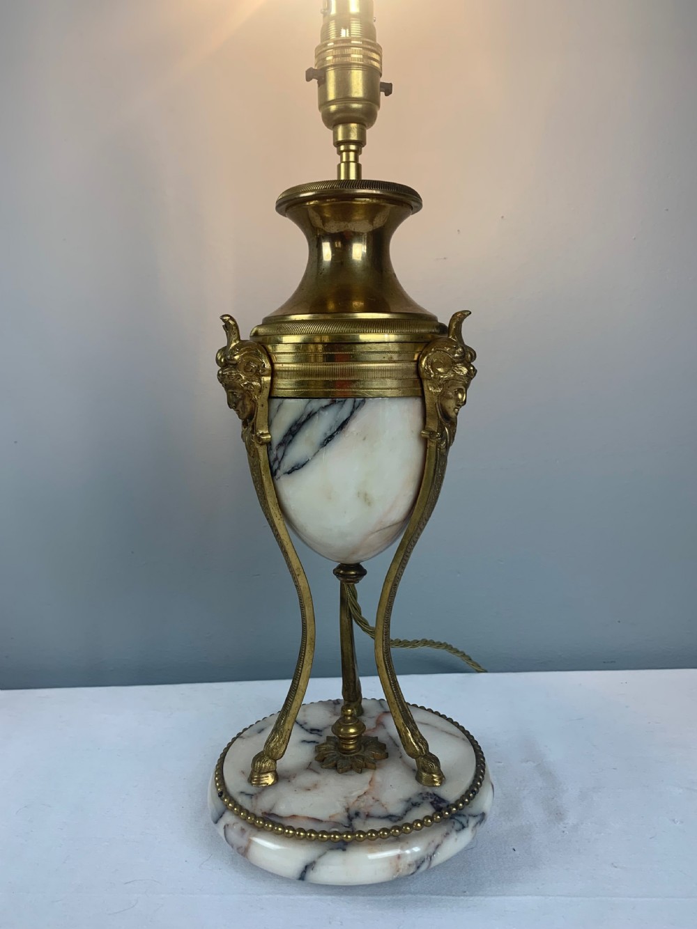 French Marble Ormolu Table Lamp, c1900, Rewired and Pat tested  View II