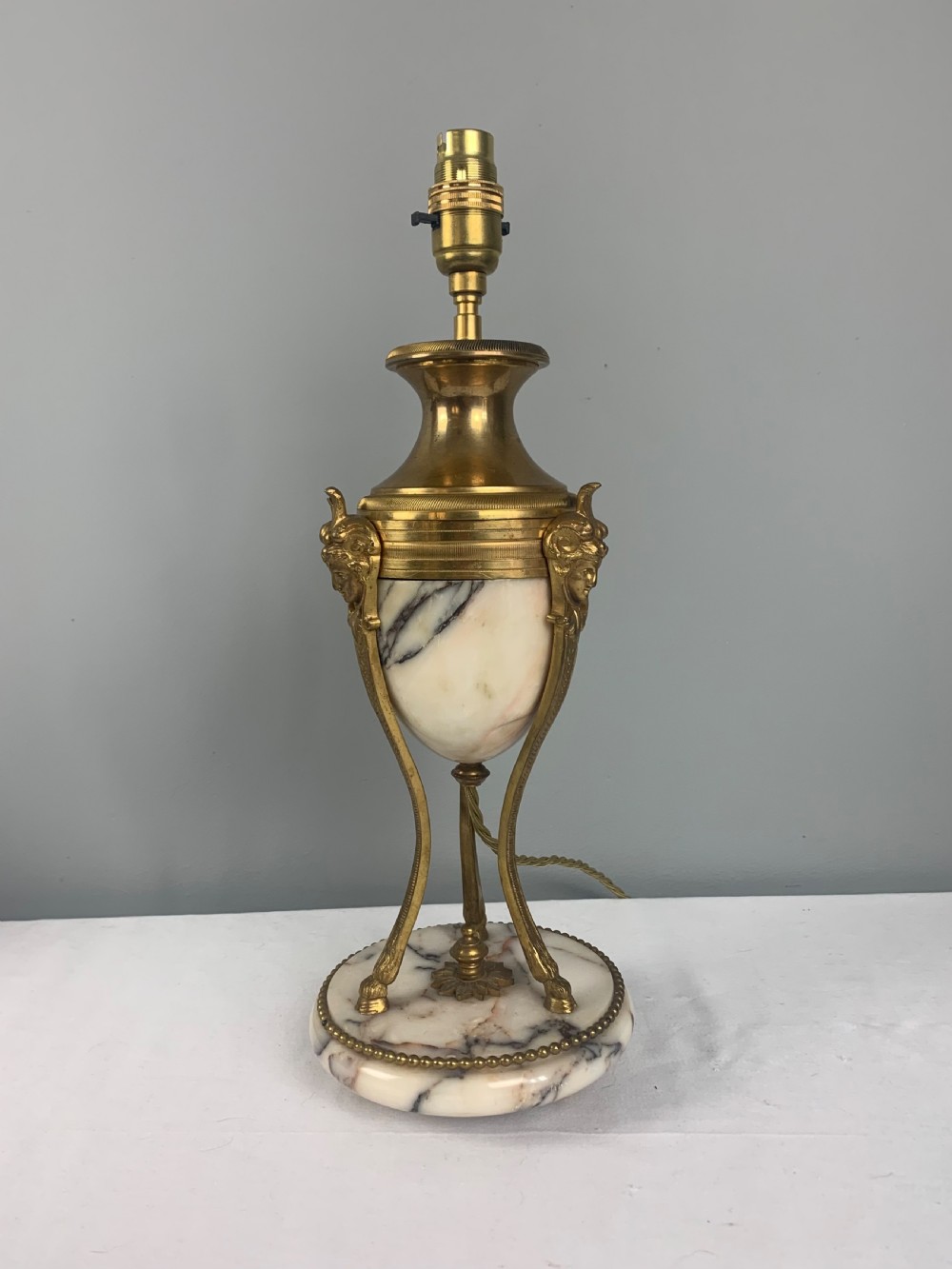 French Marble Ormolu Table Lamp, c1900, Rewired and Pat tested  View III