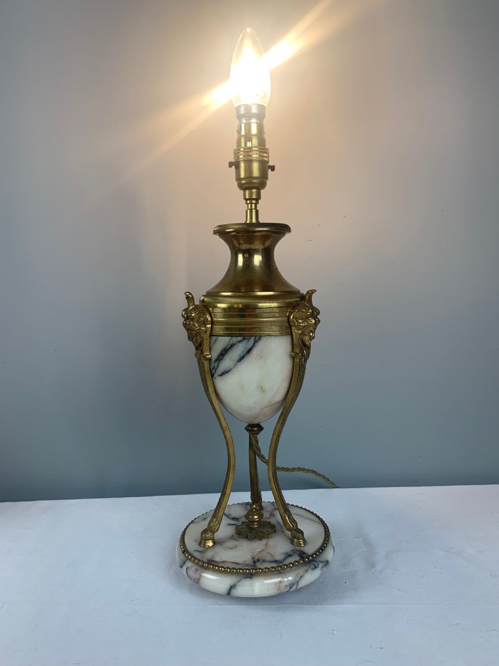 French Marble Ormolu Table Lamp, c1900, Rewired and Pat tested  View IV