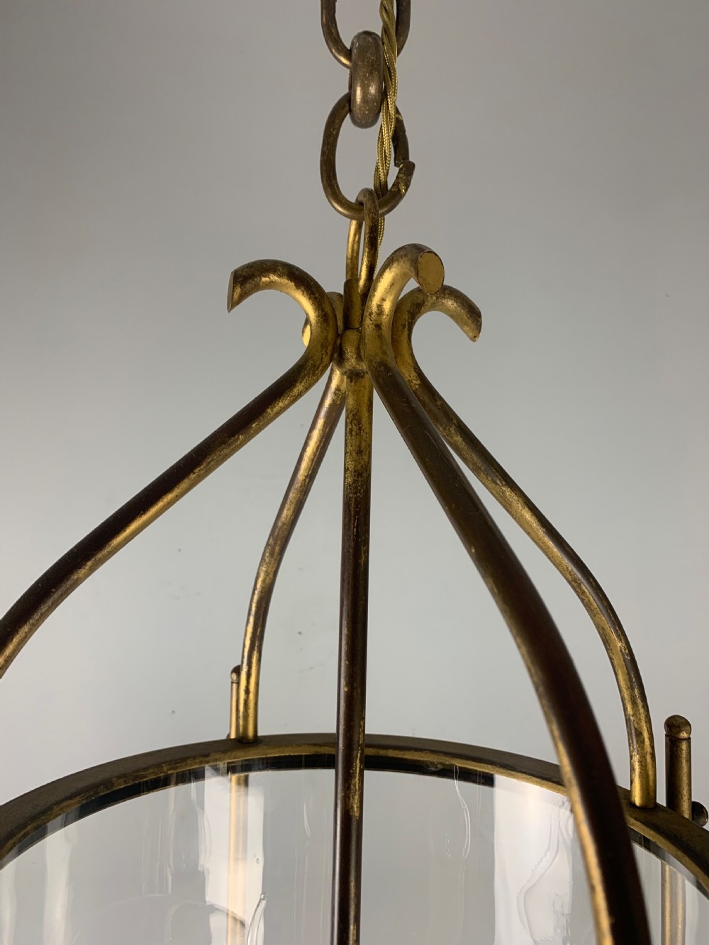 Large Aged Gilt Brass French Lantern, Rewired  View IV