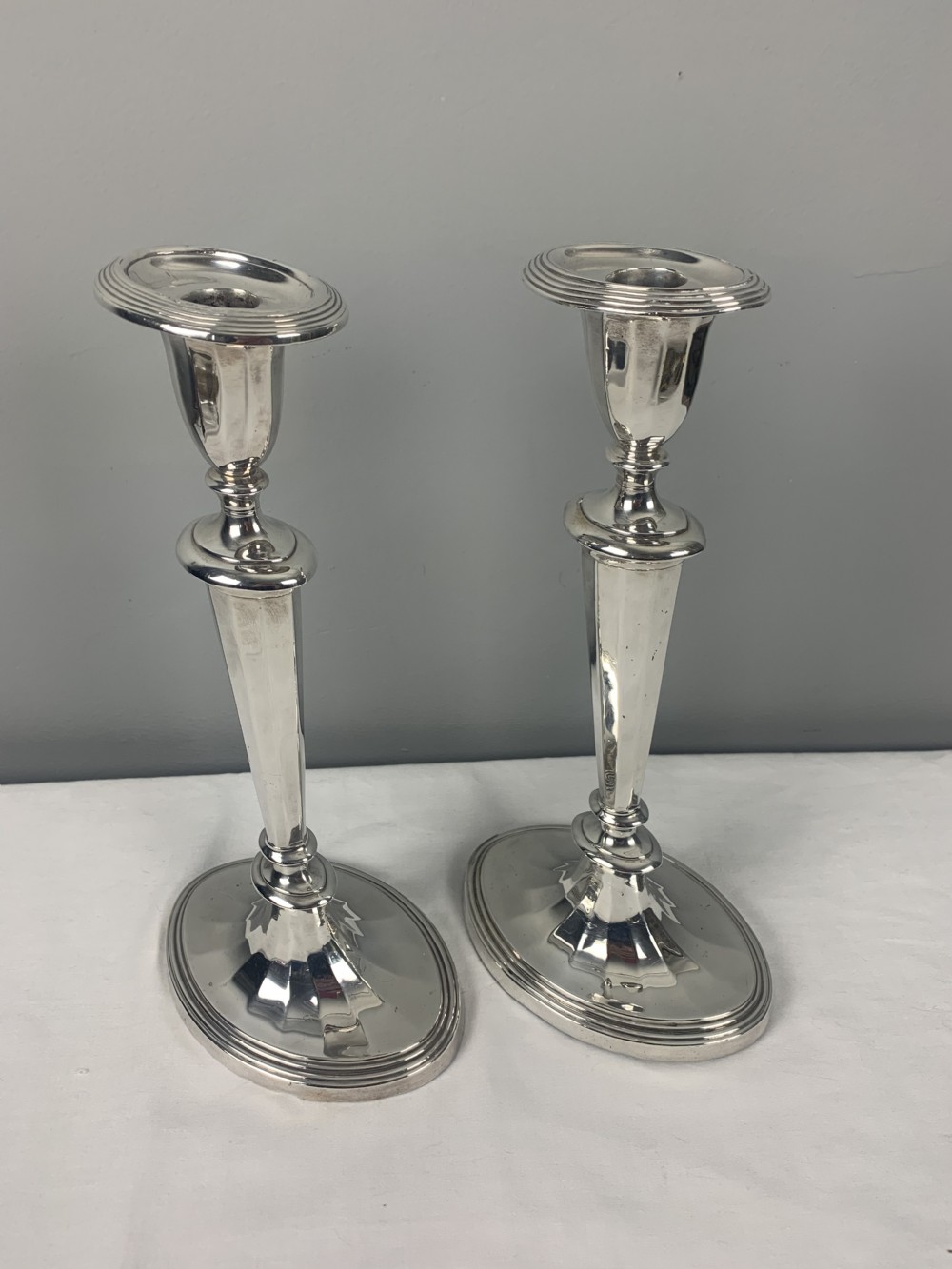 Pair of Georgian Silver Plated Candlesticks  View III