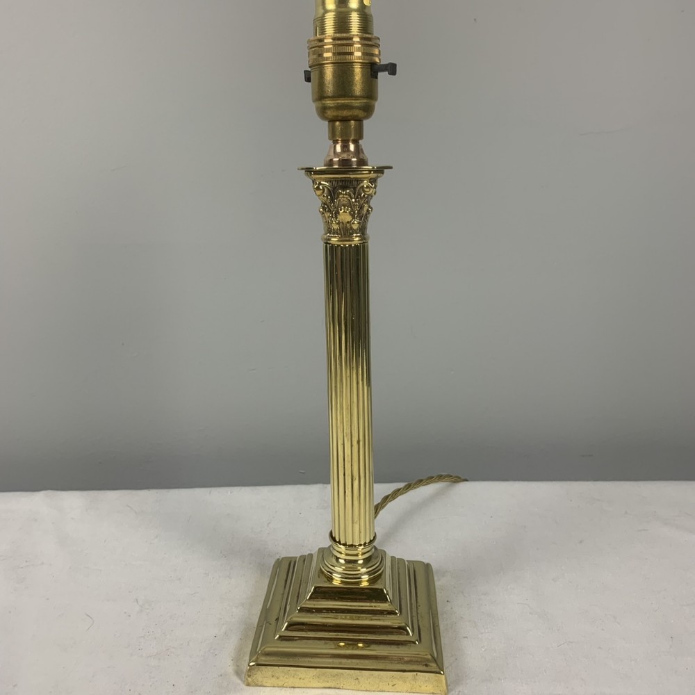Small Brass Corinthian Column Table Lamp, Rewired and Pat tested 