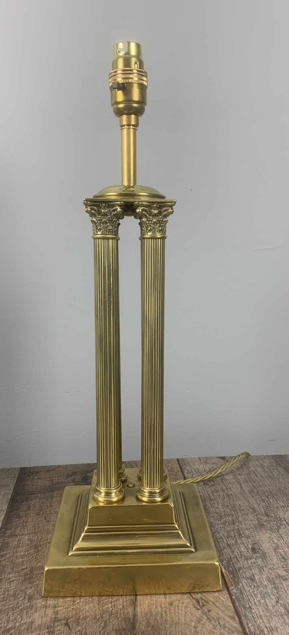 Victorian Brass Corinthian Column Antique Table Lamp, Rewired and Pat tested 