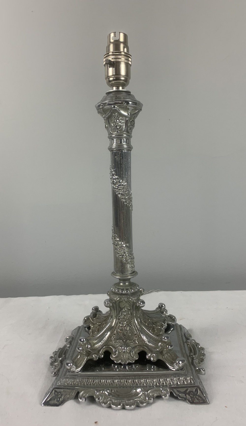 Decorative Victorian Silver Plated Table Lamp, Rewired and Pat tested 