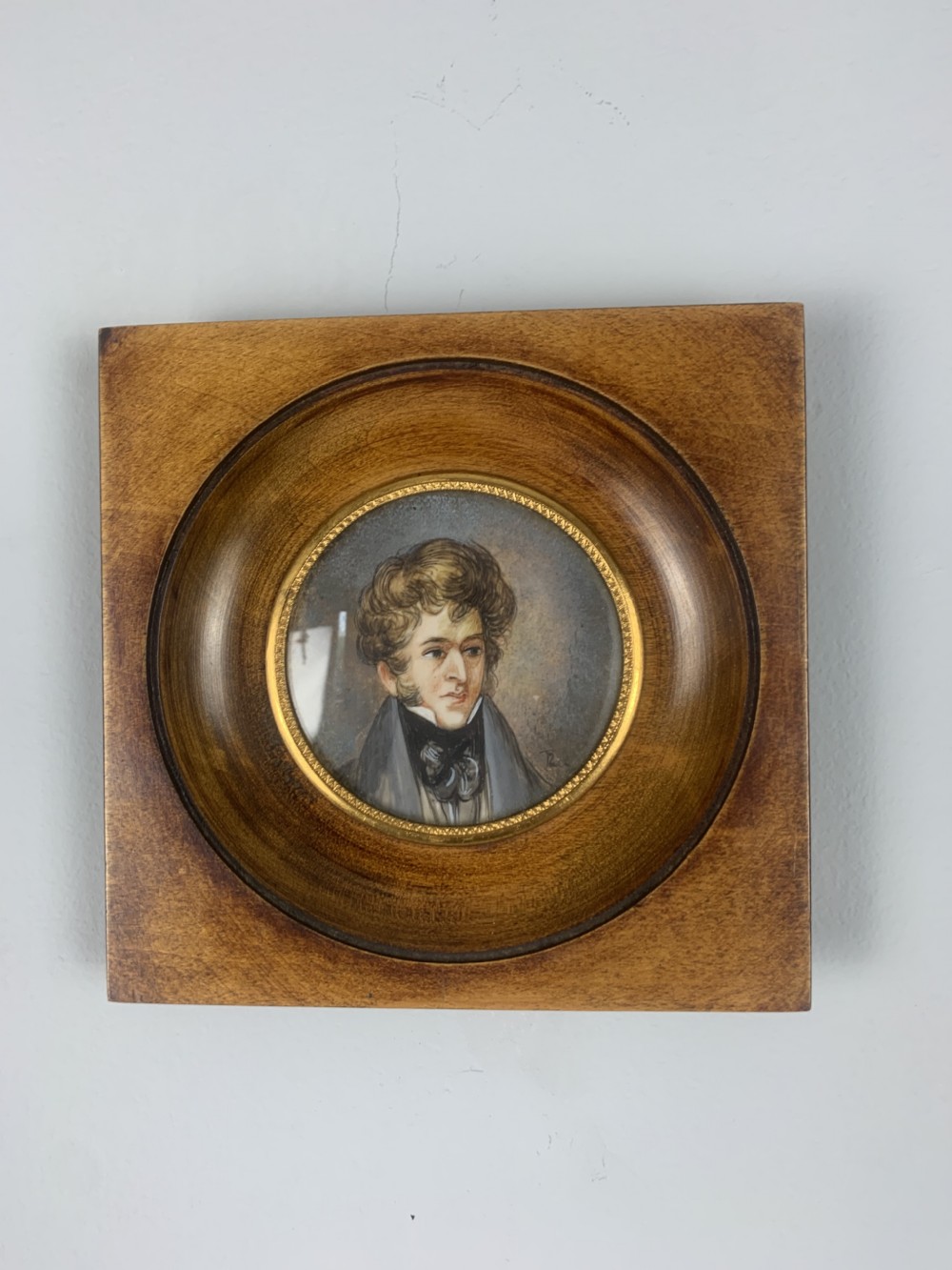 French Signed Miniature Portrait of Franz Liszt, Hungarian Composer, On Celluloid