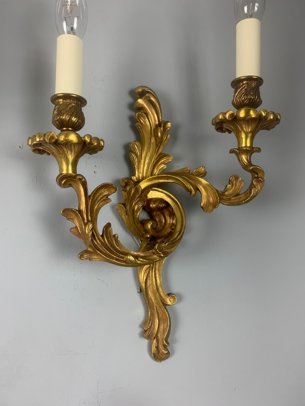 Set of 4 French Gilt Bronze Wall Lights, Rewired  View IV