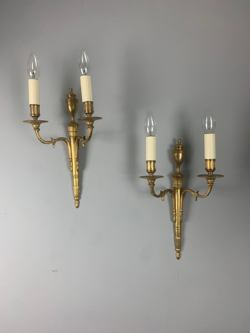 Pair of Classical French Gilt Brass Wall Lights, Rewired  View IV