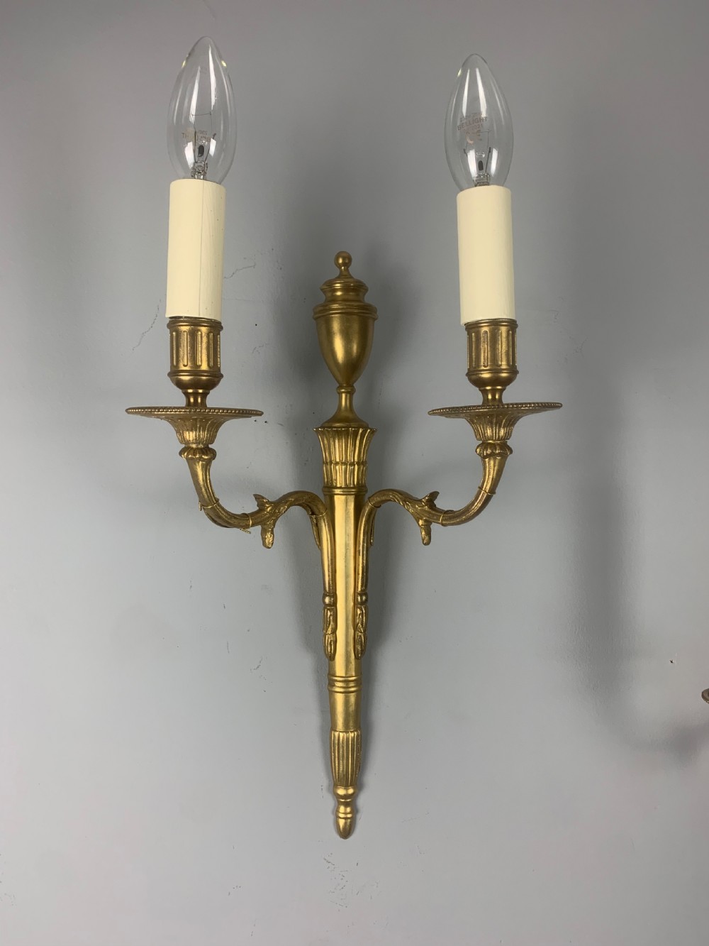 Pair of Classical French Gilt Brass Wall Lights, Rewired  View VI