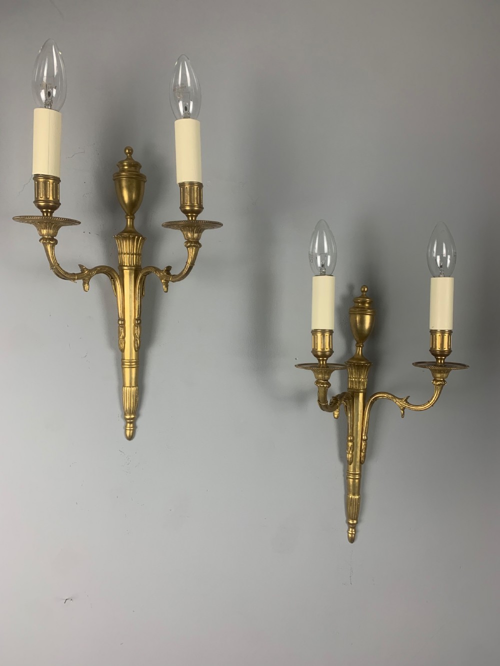 Pair of Classical French Gilt Brass Wall Lights, Rewired  View VII