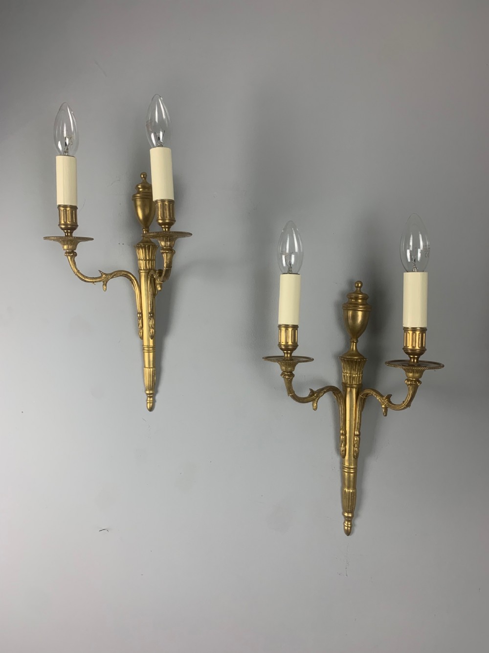 Pair of Classical French Gilt Brass Wall Lights, Rewired  View VIII
