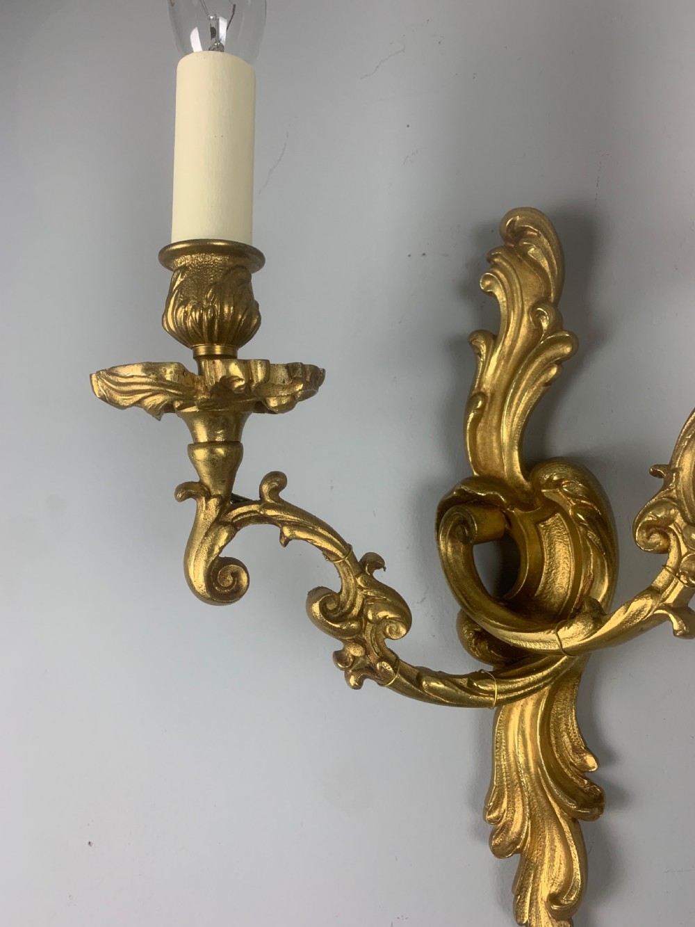 Pair of French Gilt Brass Wall Lights, Rewired  View IV