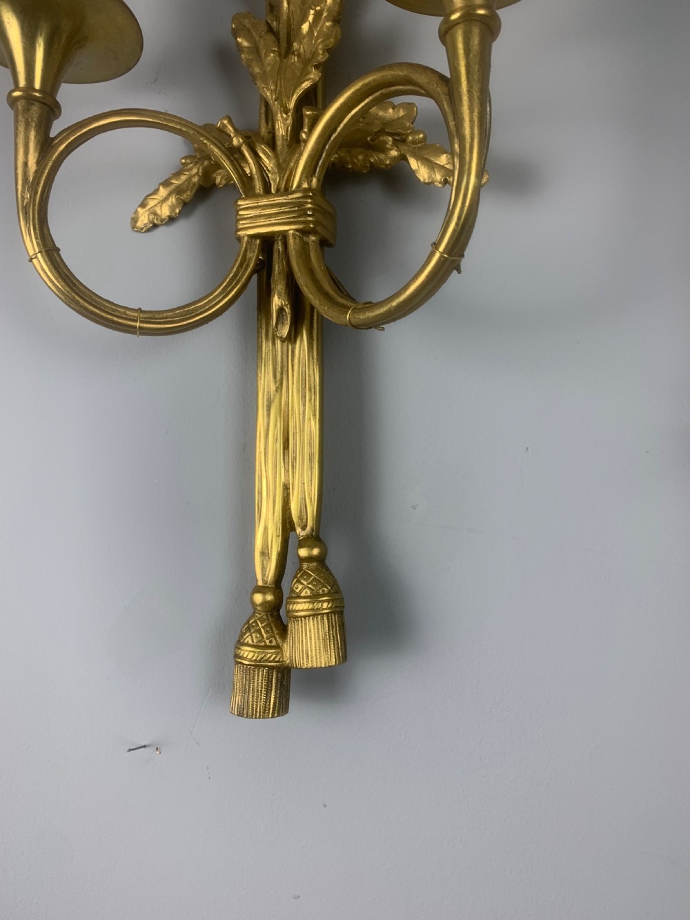 Pair of French Trumpet Brass Wall Lights, Rewired  View III