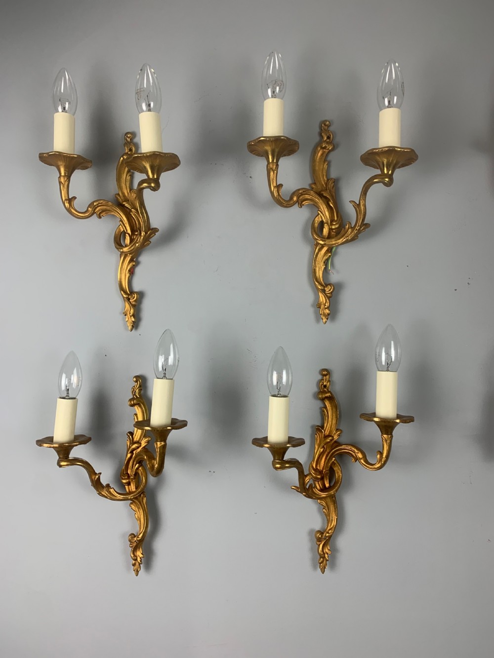 Set of 6 Gilt Bronze French Wall Lights, Rewired  View VI