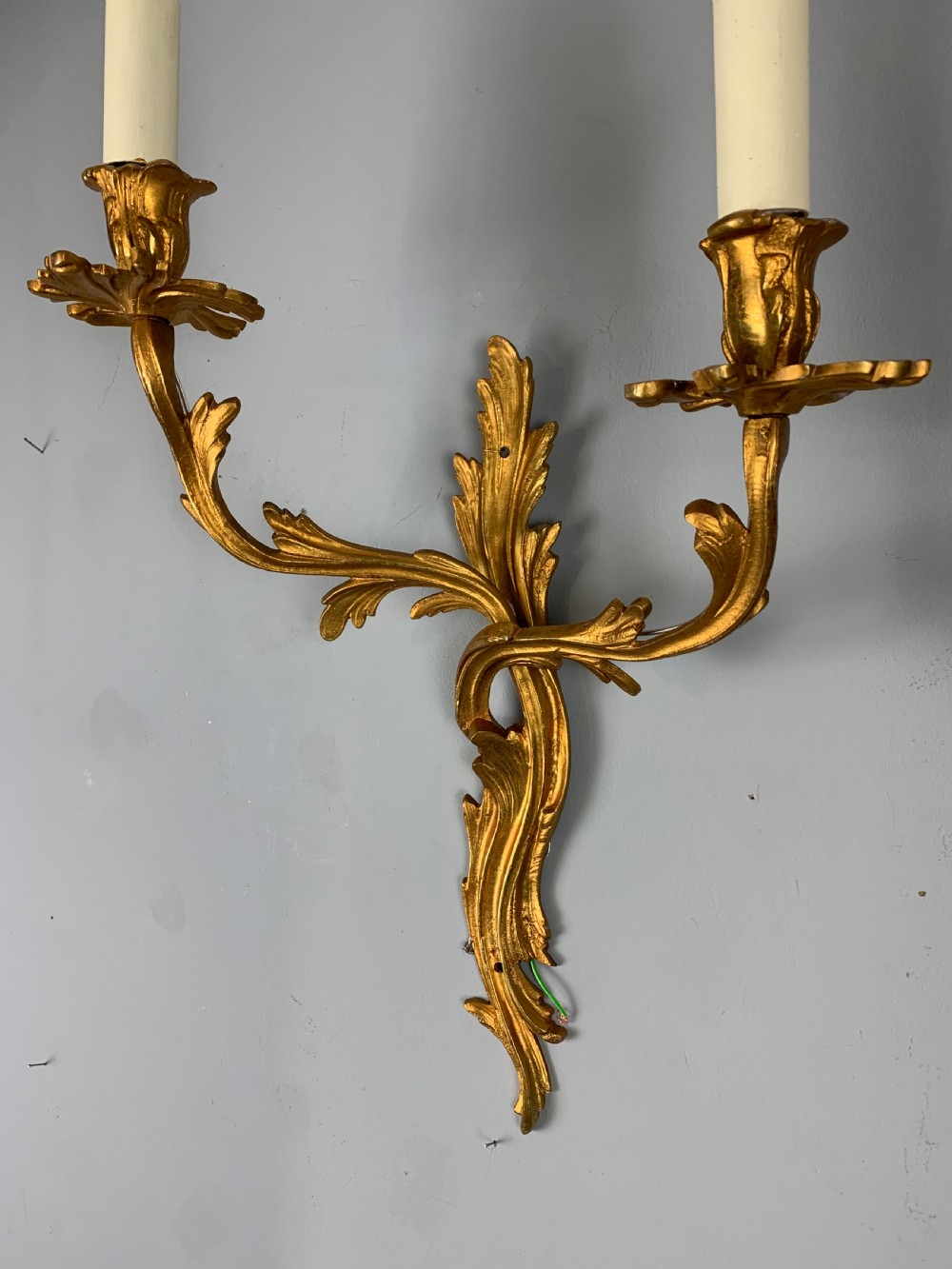 Large Pair Of Opposing French Rococo Gilt Bronze Wall Light View IV