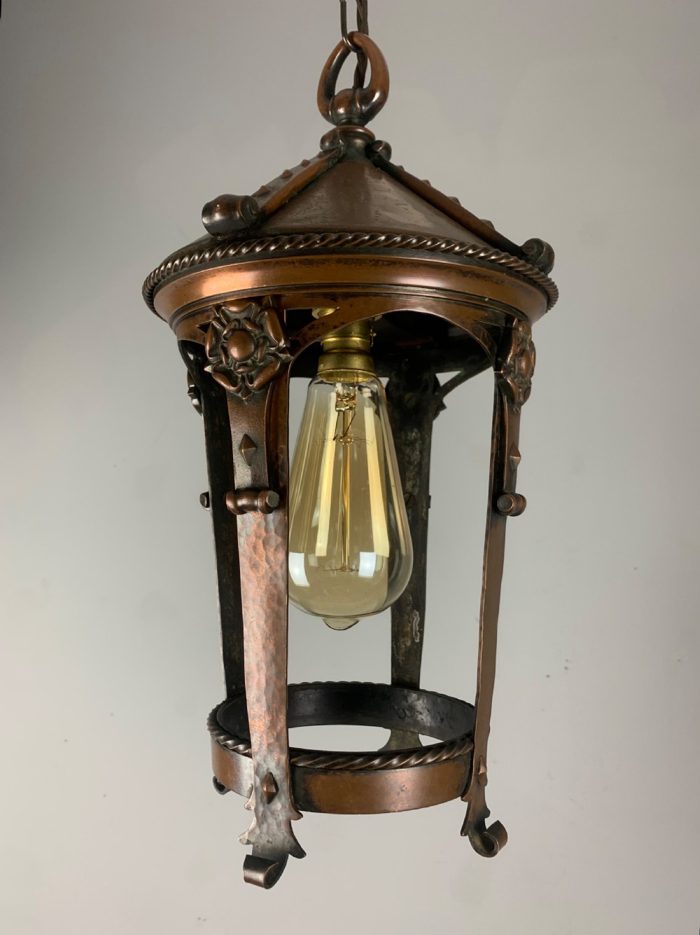 Arts & Crafts Copper Pendant Lantern