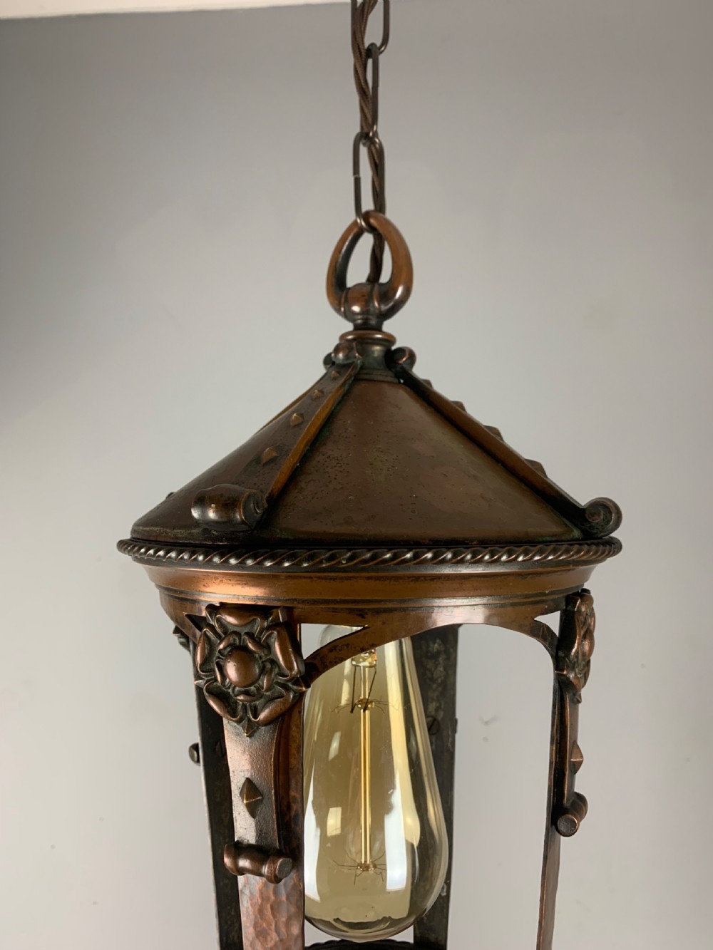 Arts & Crafts Copper Pendant Lantern View II