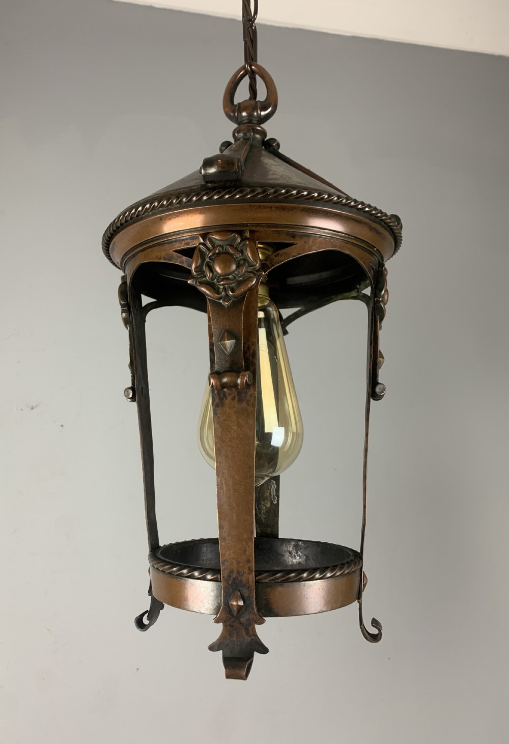 Arts & Crafts Copper Pendant Lantern View III