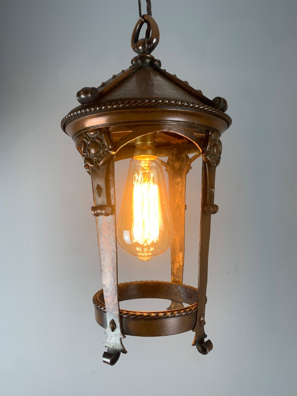 Arts & Crafts Copper Pendant Lantern View VIII
