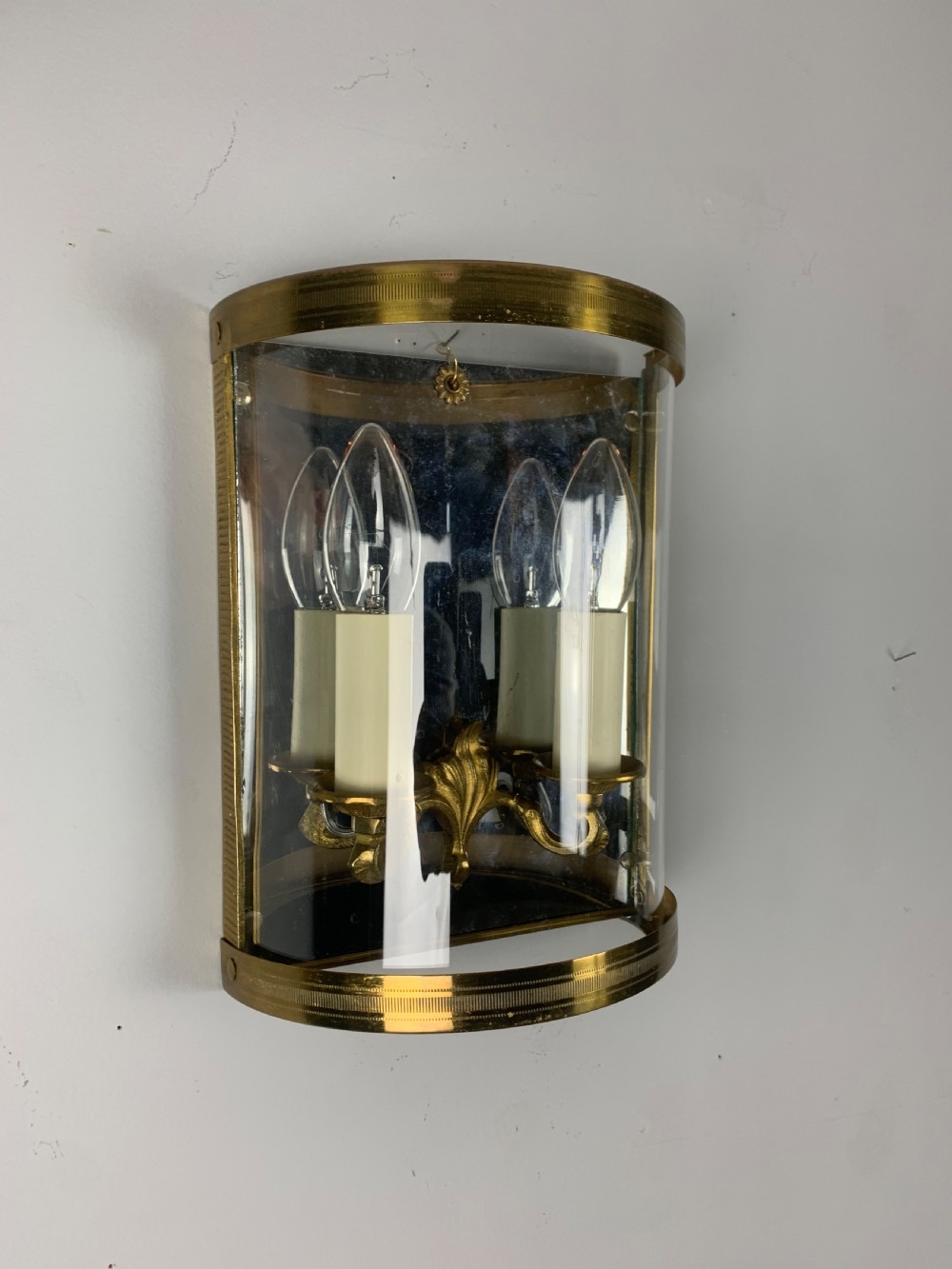 French Single Gilded Convex Half Lantern Wall Light View II