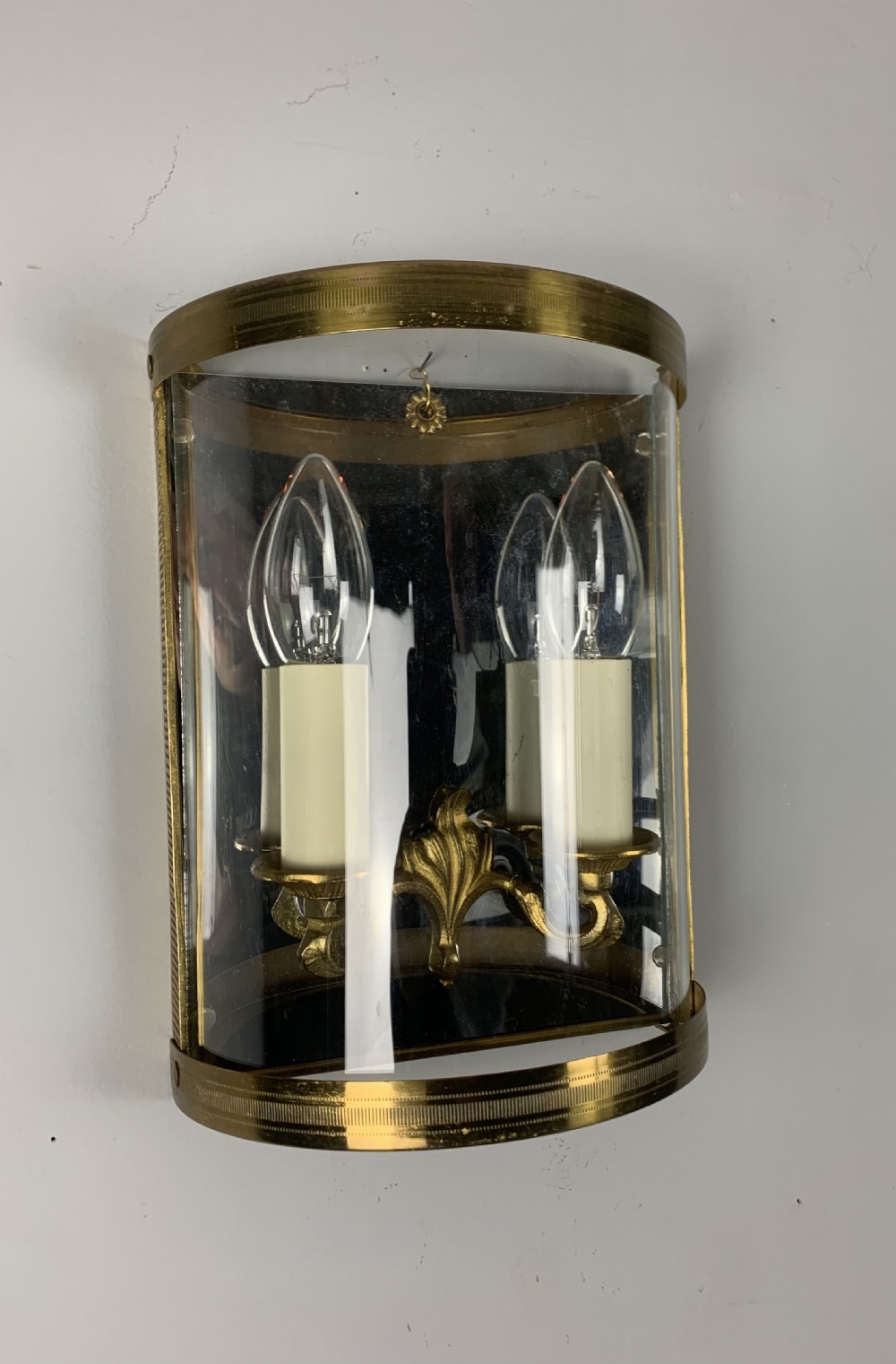 French Single Gilded Convex Half Lantern Wall Light View IV