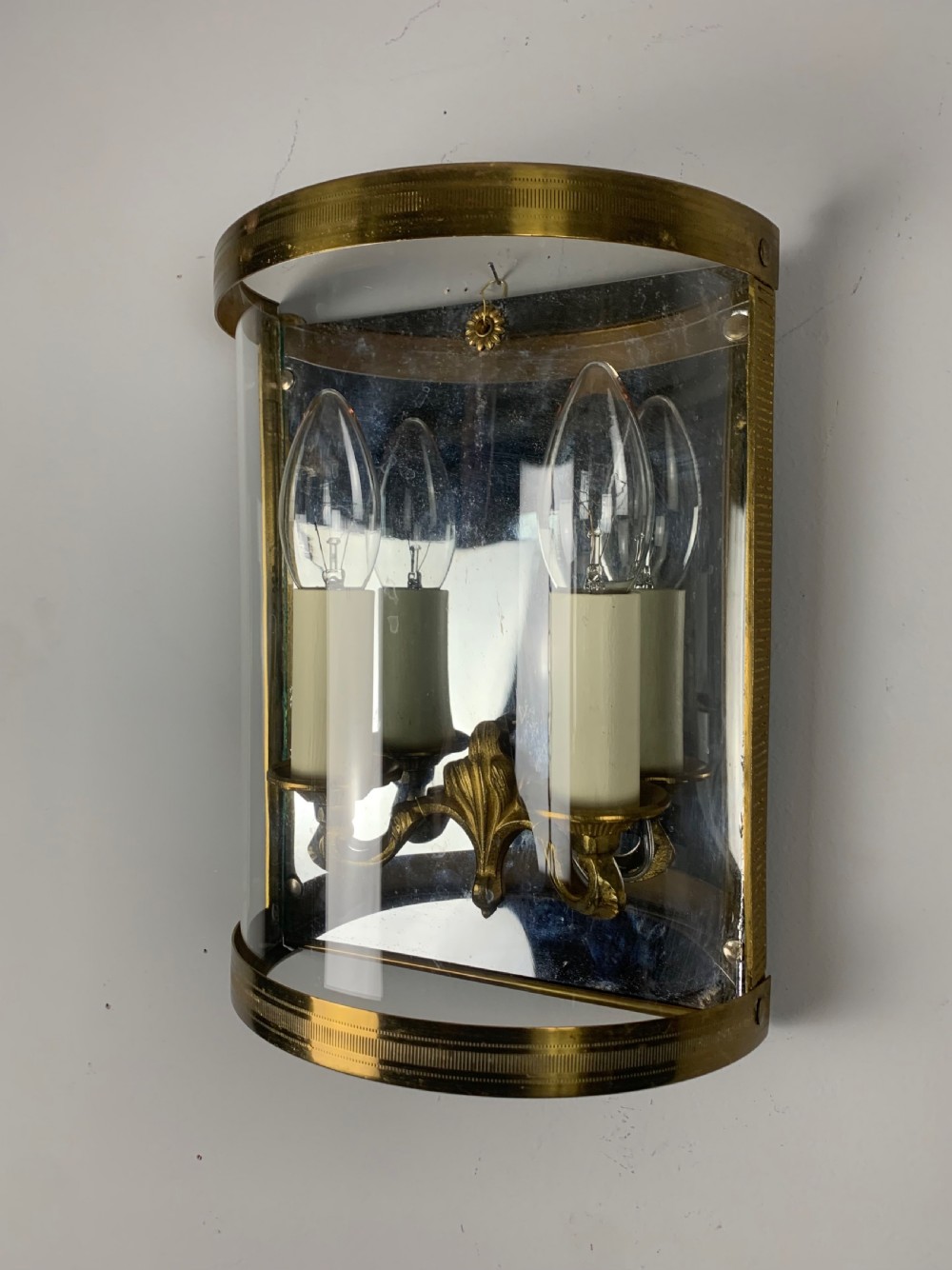 French Single Gilded Convex Half Lantern Wall Light View V