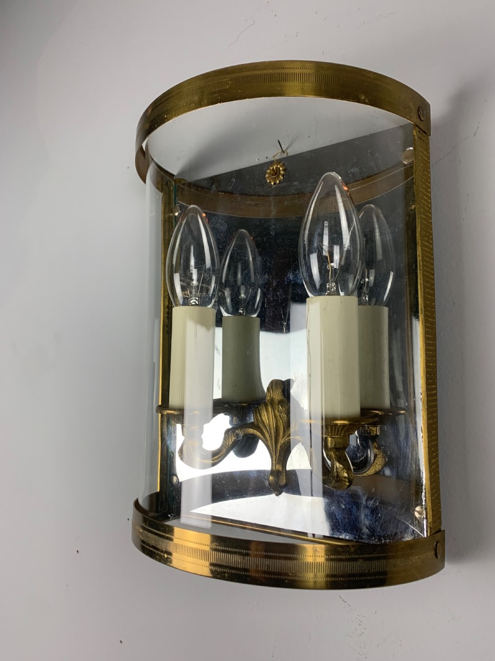 French Single Gilded Convex Half Lantern Wall Light View VI