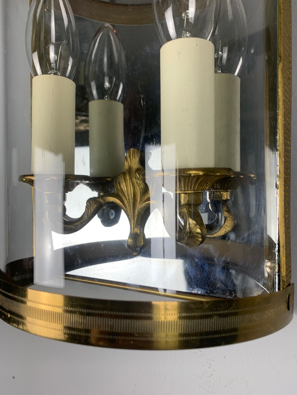 French Single Gilded Convex Half Lantern Wall Light View VII