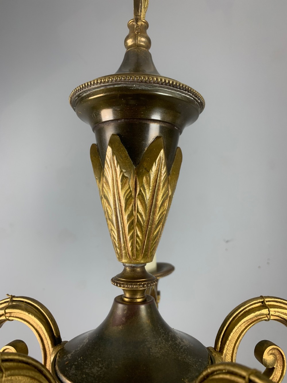 French Gilded Brass 5 Light Antique Chandelier View IV