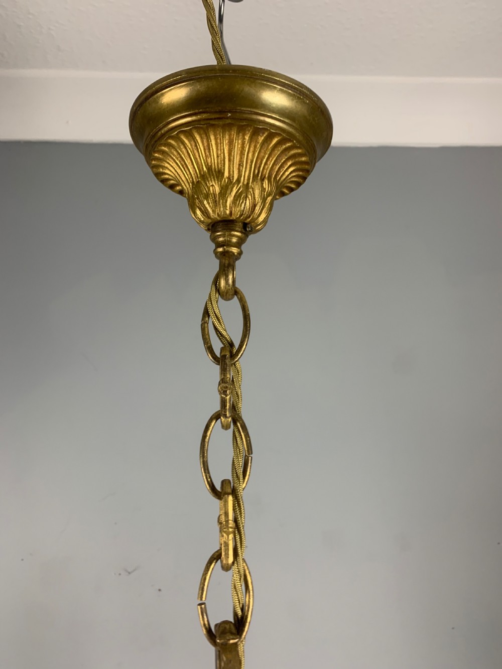 French Gilded Brass 5 Light Antique Chandelier View IX