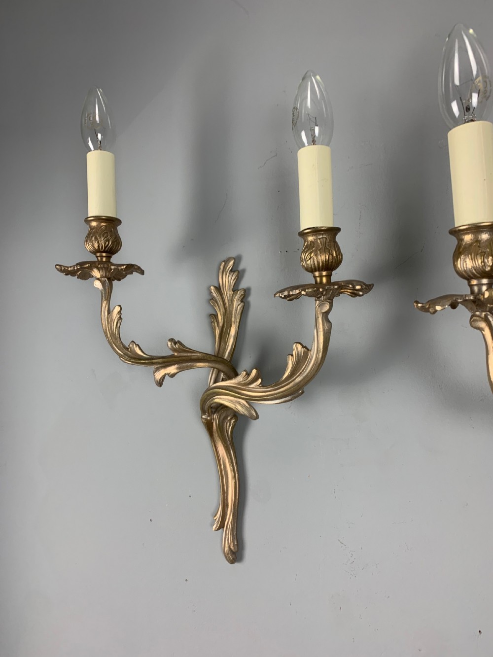 Pair of French Antique Wall Lights, Silver Bronze Gilt Finish  View IV