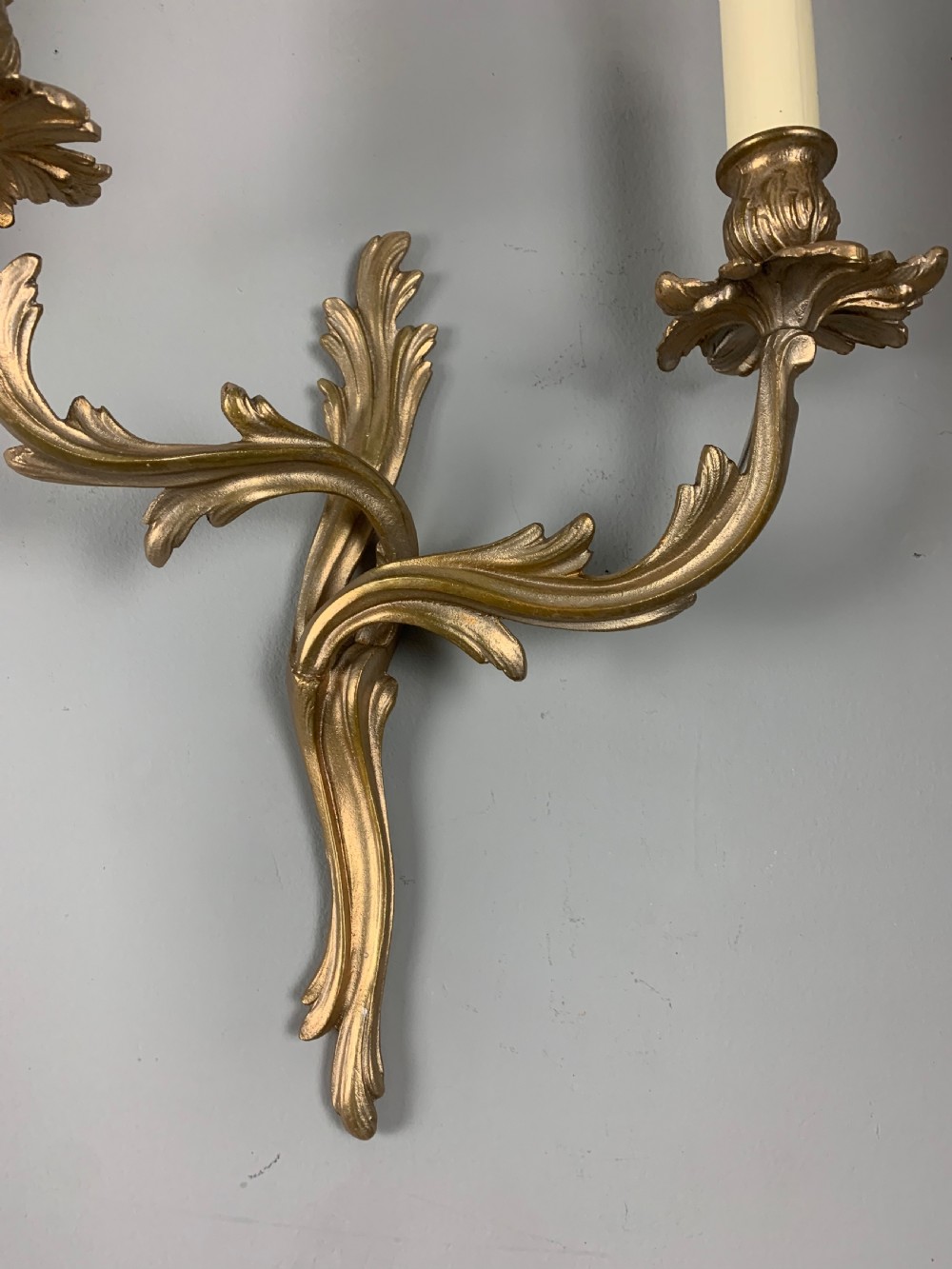 Pair of French Antique Wall Lights, Silver Bronze Gilt Finish  View VI
