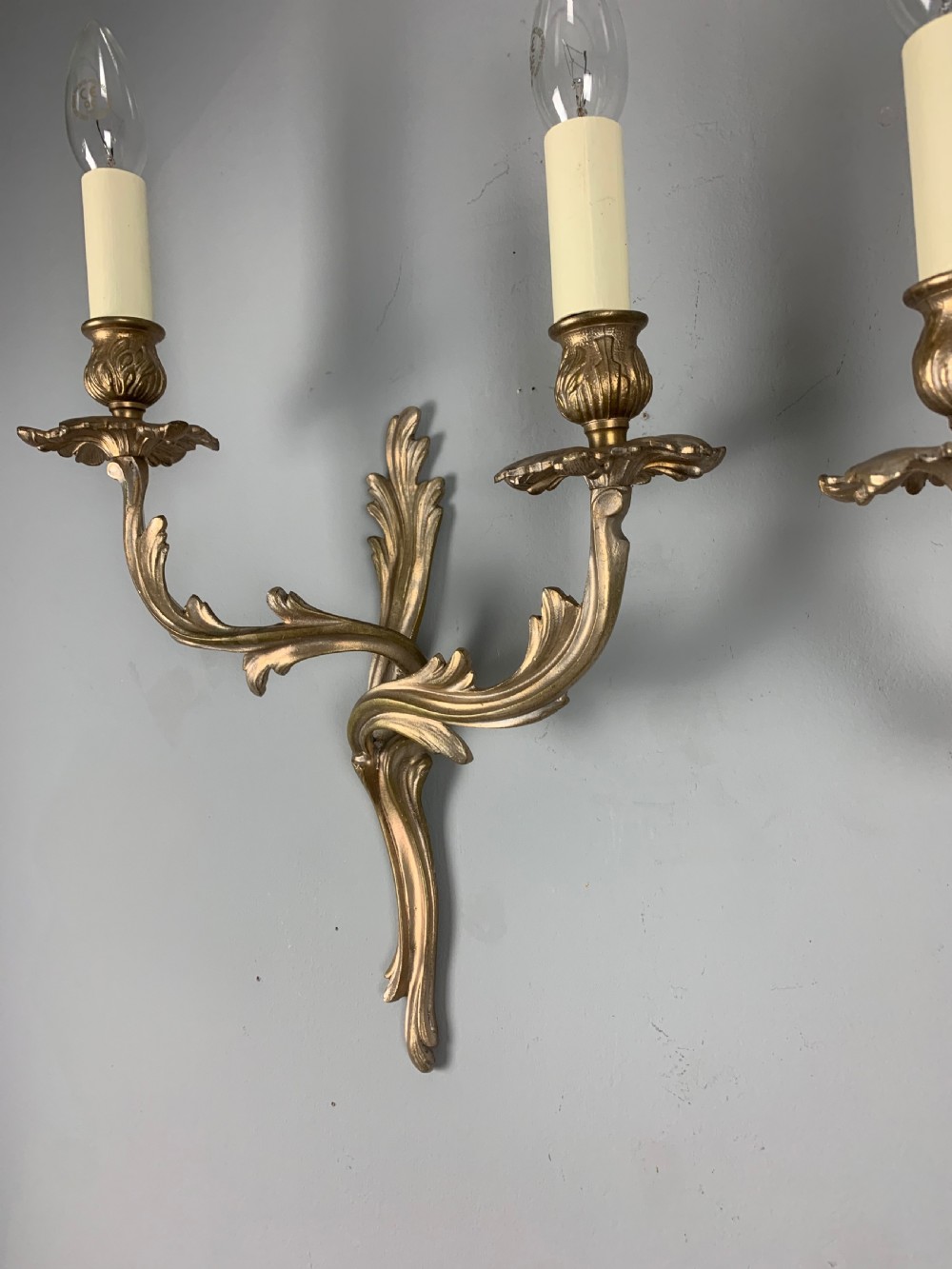Pair of French Antique Wall Lights, Silver Bronze Gilt Finish  View VII