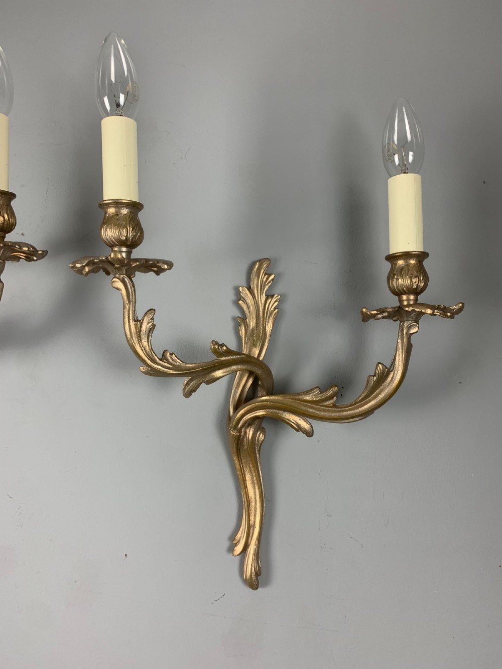 Pair of French Antique Wall Lights, Silver Bronze Gilt Finish  View VIII