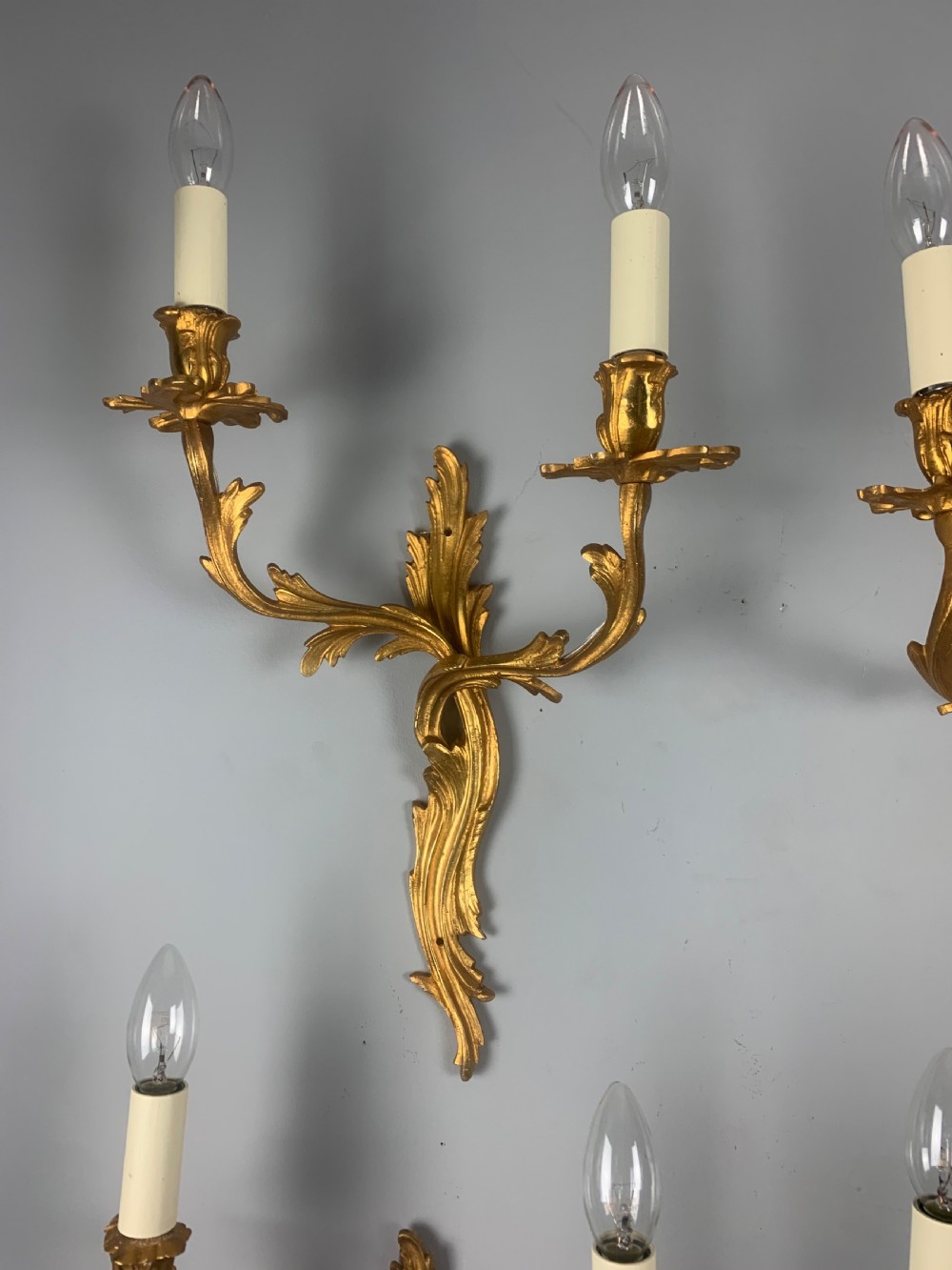 Set of 6 Large Rococo Gilt French Antique Wall Lights  View III