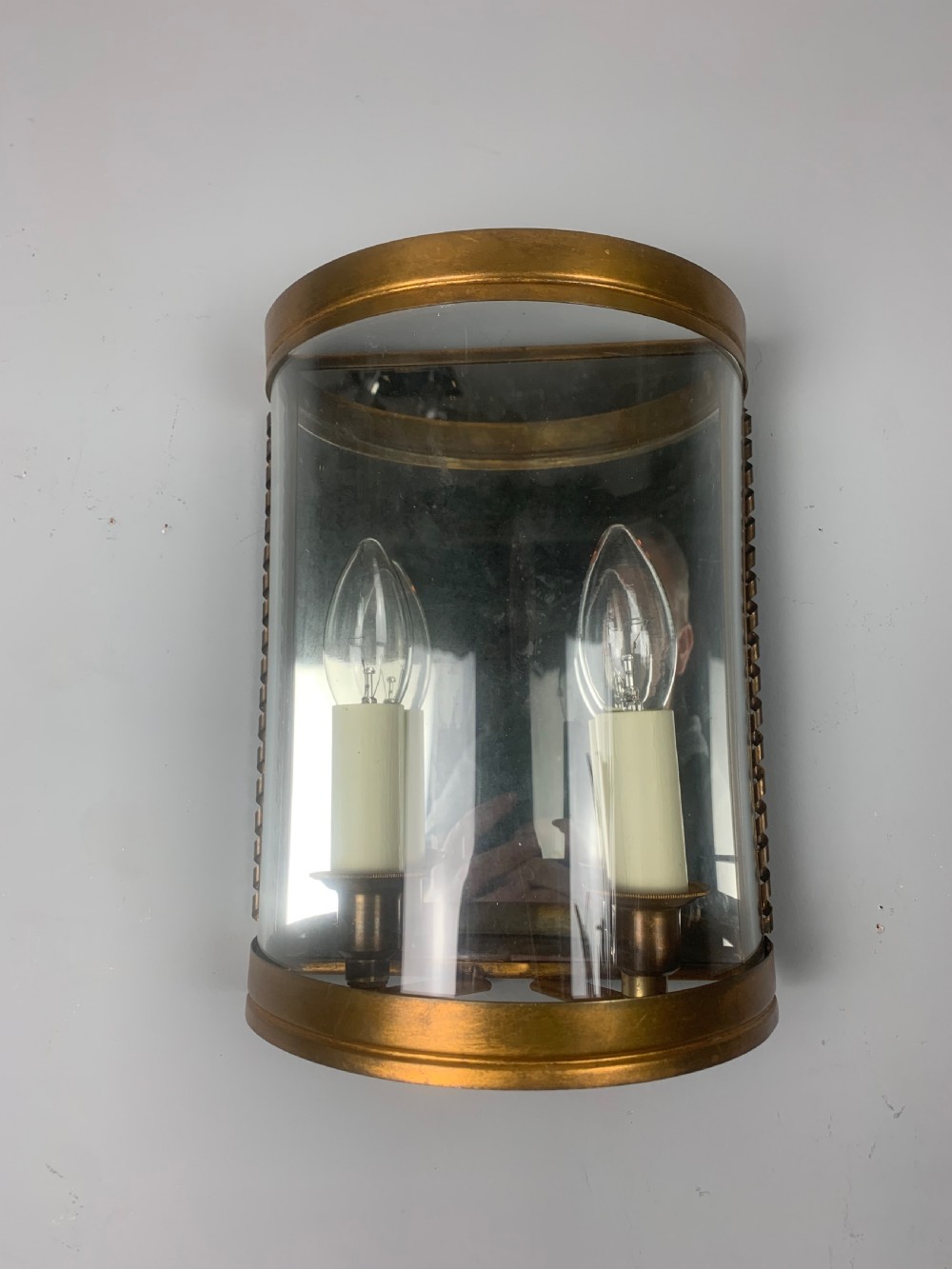 French Single Toleware Convex Half Antique Lantern Wall Light View V