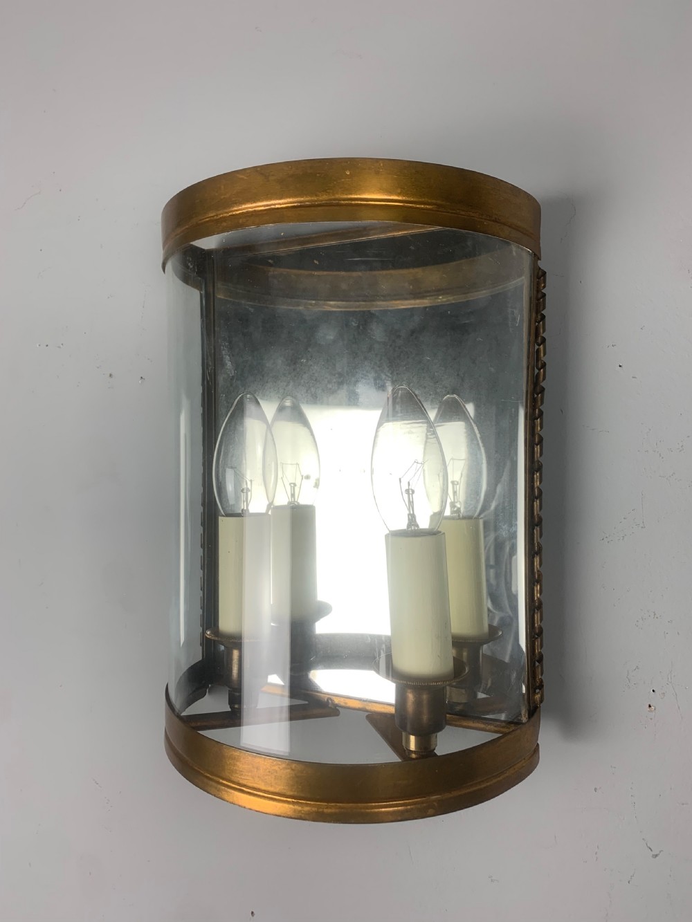 French Single Toleware Convex Half Antique Lantern Wall Light View VI